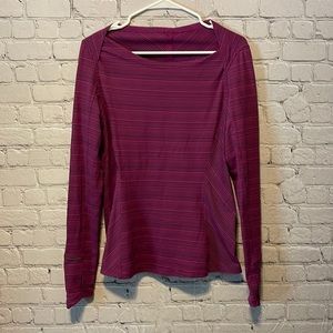 Lululemon Kanto Catch Me Long Sleeve Top Size 10 Striped Purple Black
